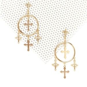 Nasty Gal Hanging Cross Hoop Earring